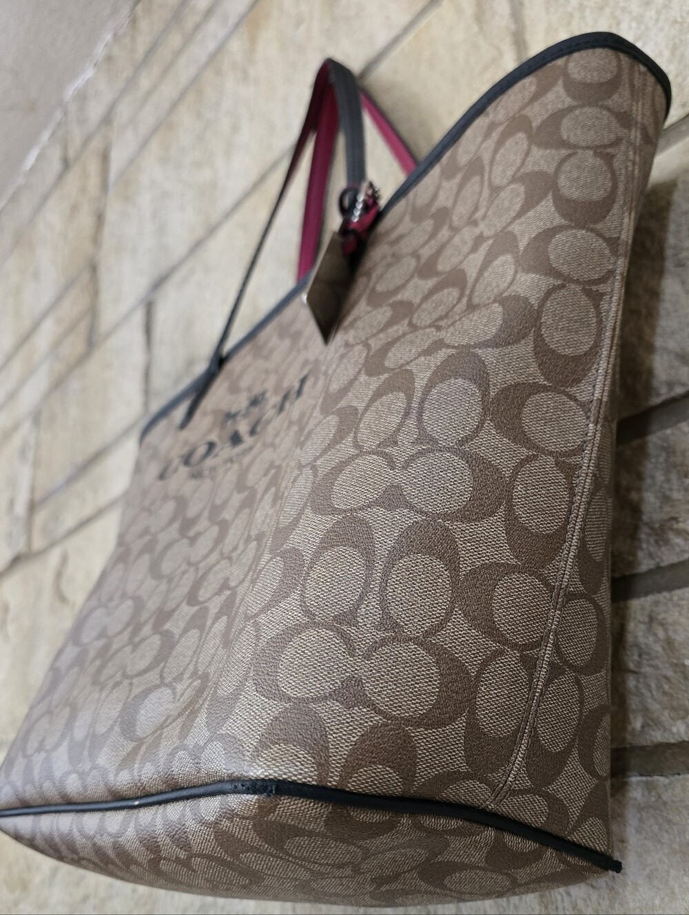 Coach C7420 City Tote Signature Canvas Red/Khaki - Picture 13 of 16